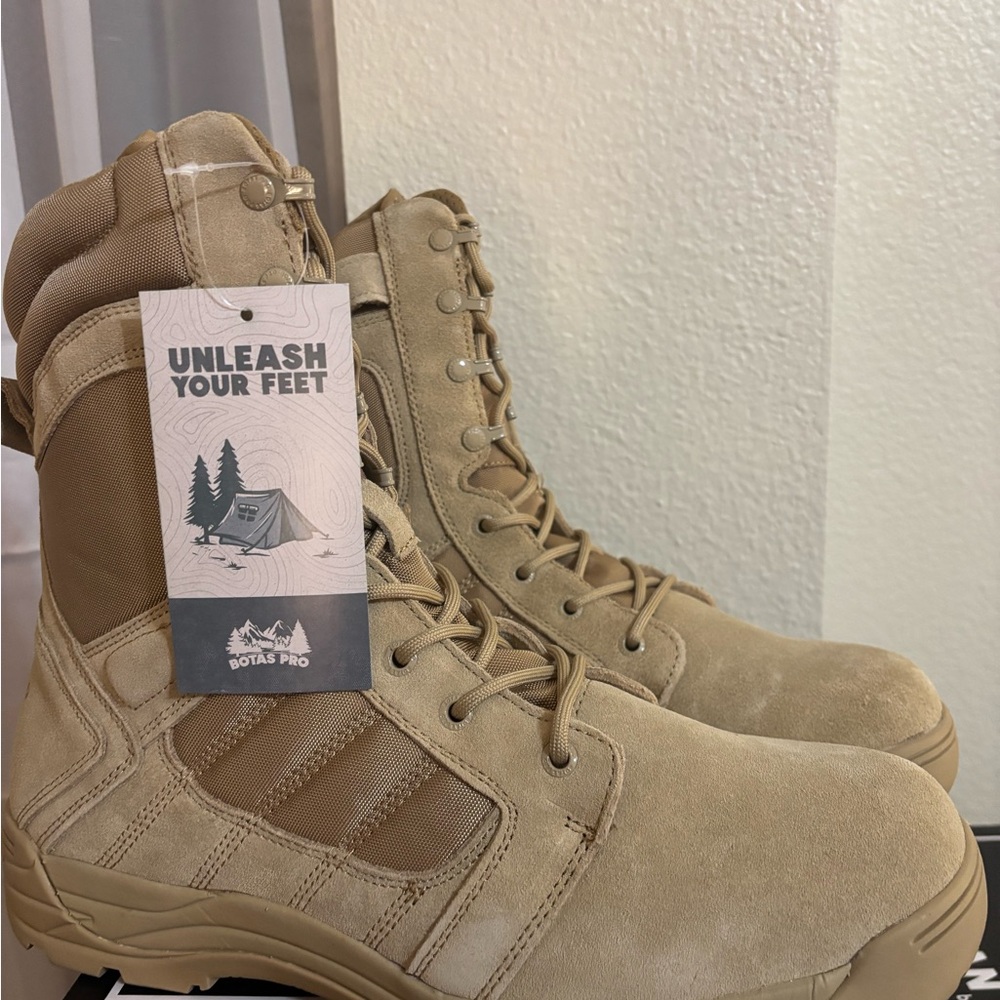 Men’s 8 inch side zipper rubber sole tactical boots